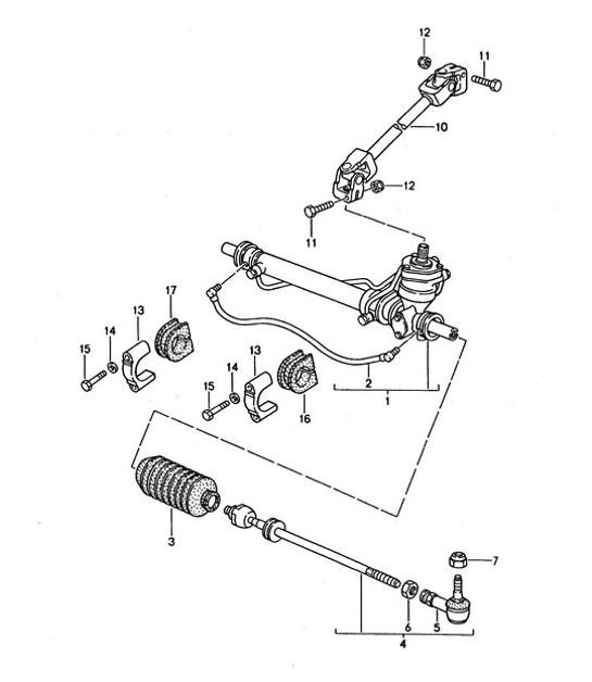 Diagram 403-000 Porsche 968 3.0L 1992-94 Eje delantero, dirección 
