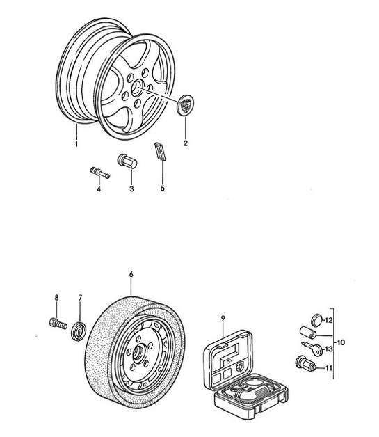 Diagram 601-000 Porsche 996 (911) (1997-2005) Wheels, Brakes