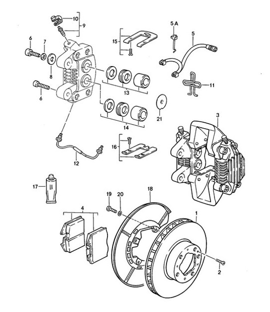 Diagram 603-000 Porsche 993 (911) (1994-1998) Wheels, Brakes