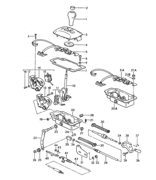 Diagram 701-005 Porsche 911 & 912 (1965-1989) Hand Lever System, Pedal Cluster 