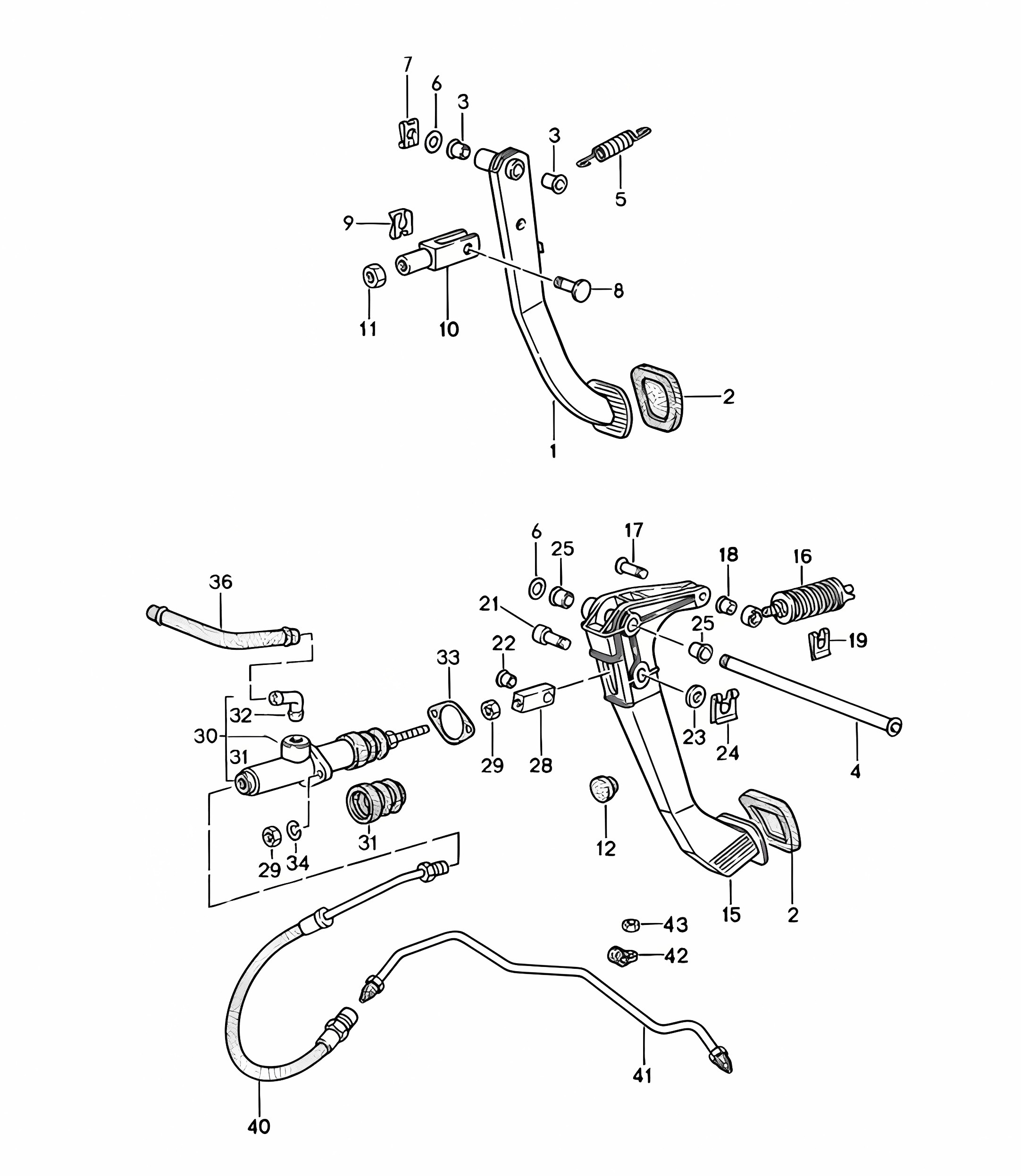 Brake / Clutch / Pedals / Left-hand drive  968 1992-95