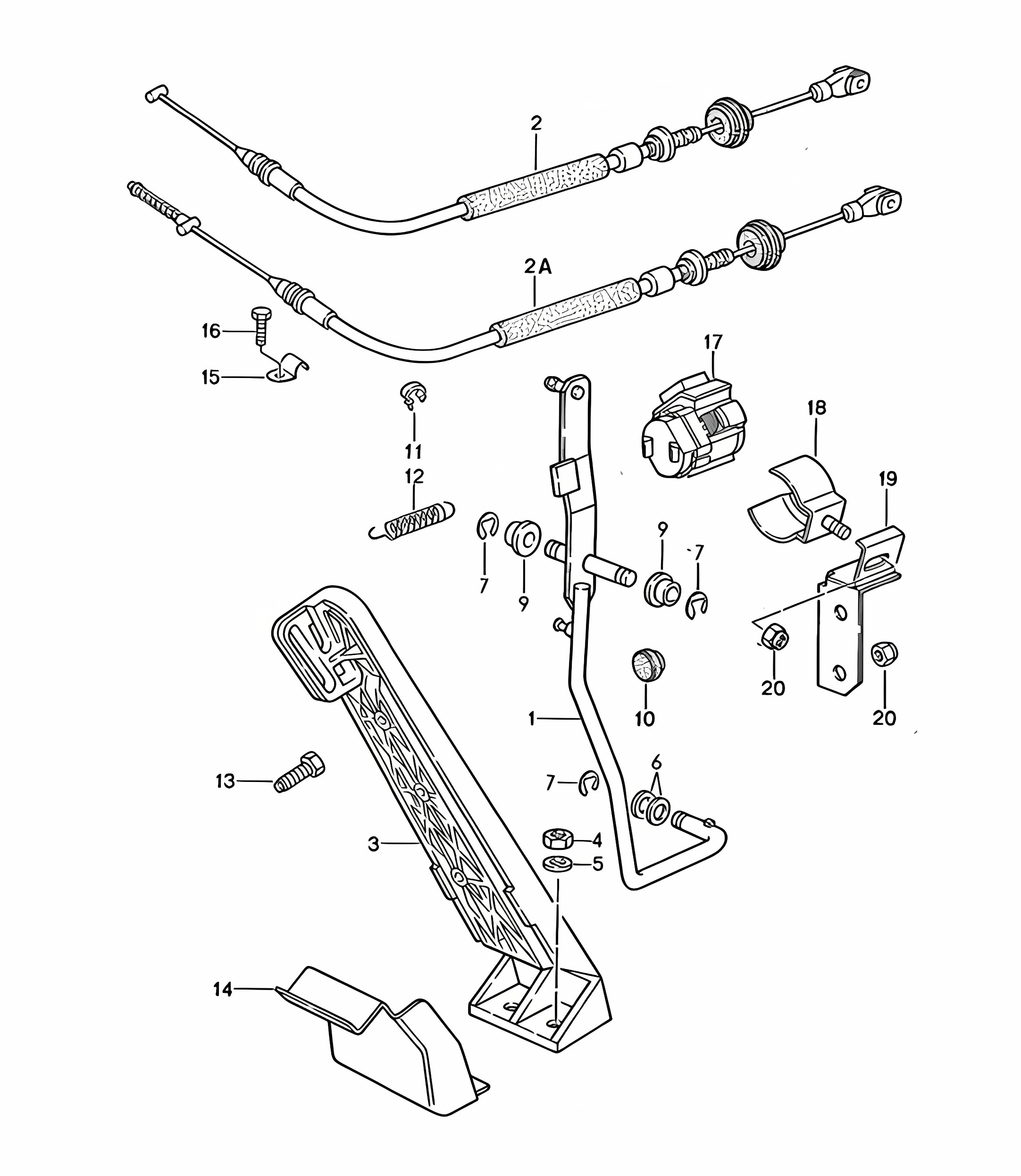 Accelerator control / Accelerator cable 968 1992-95