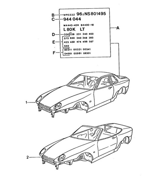 Diagram 801-000 Porsche 993 (911) C2 1994-97 Body