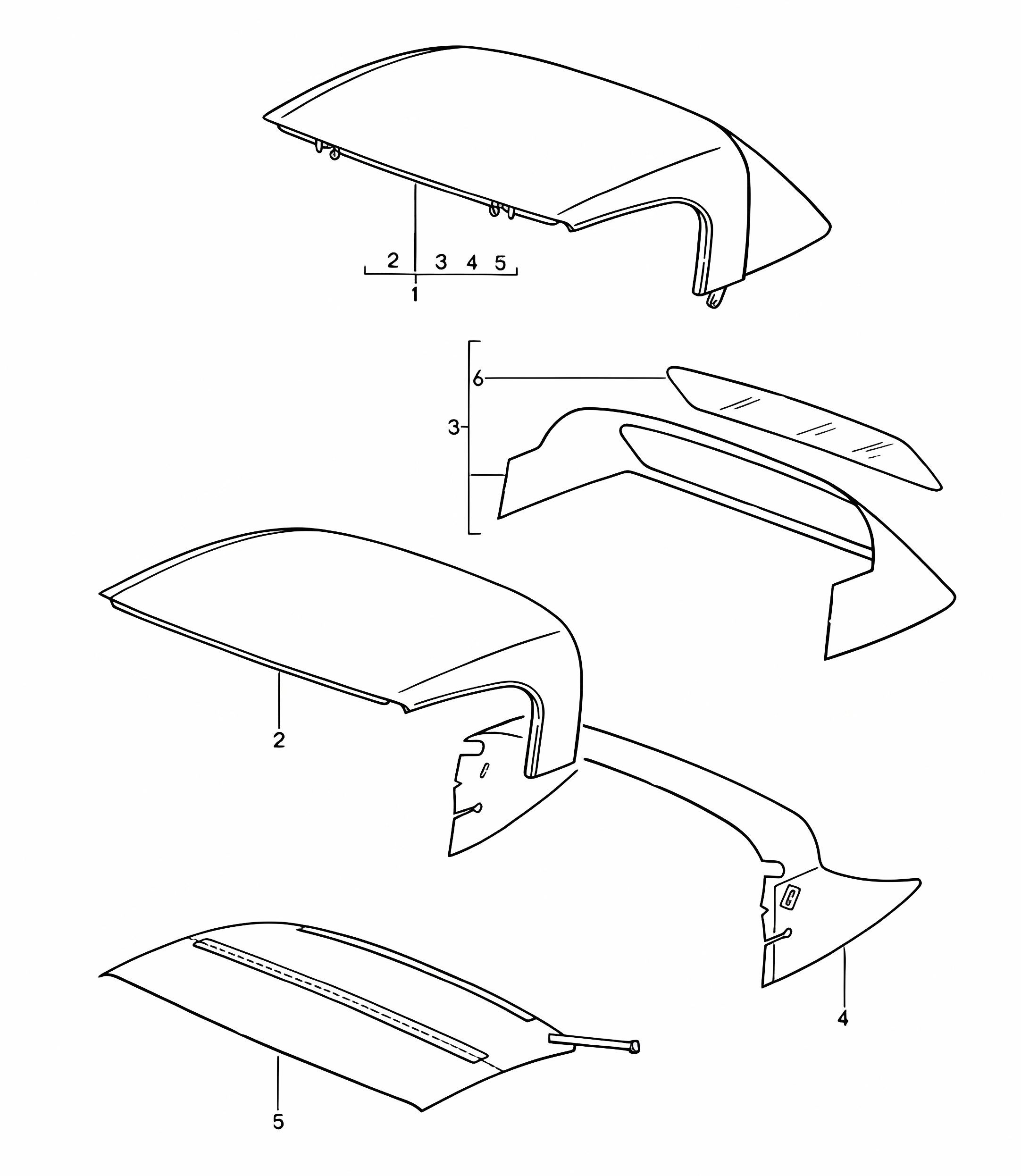 Convertible top / Convertible top covering - CABRIO - 968 1992-95