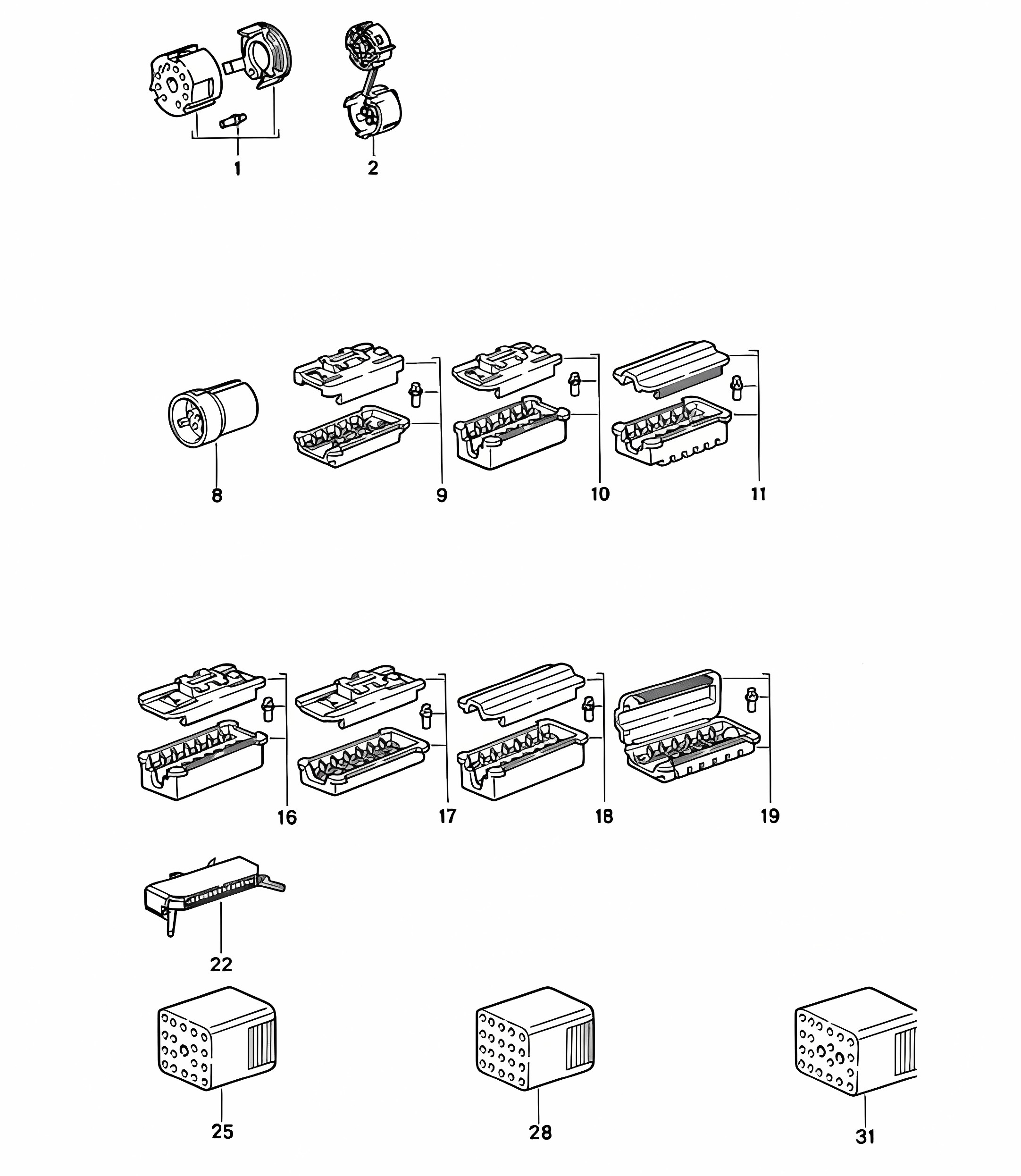 Connector housing - 10-pole until 22-pole - 968 1992-95