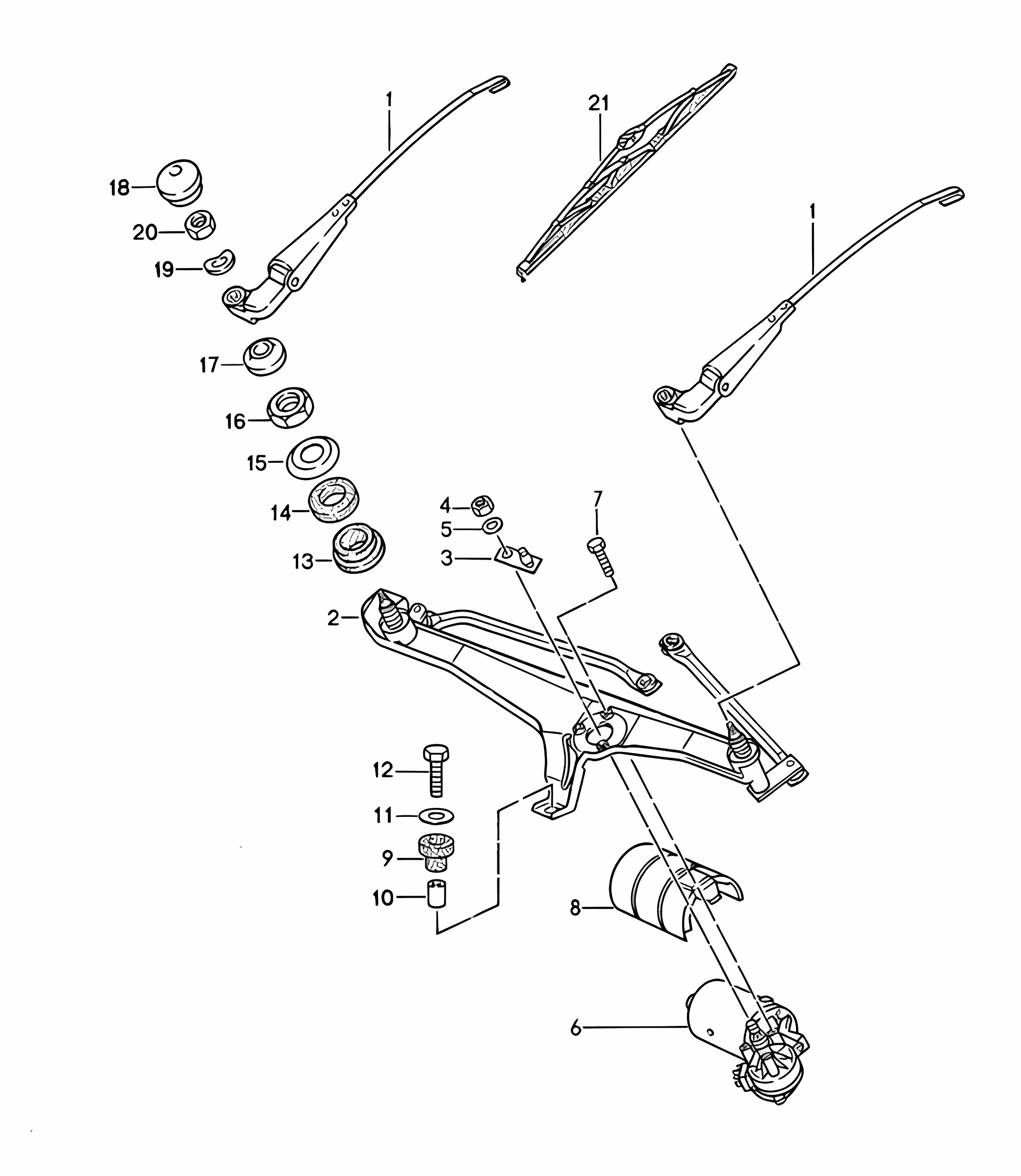 Windscreen wiper system 968 1992-1995