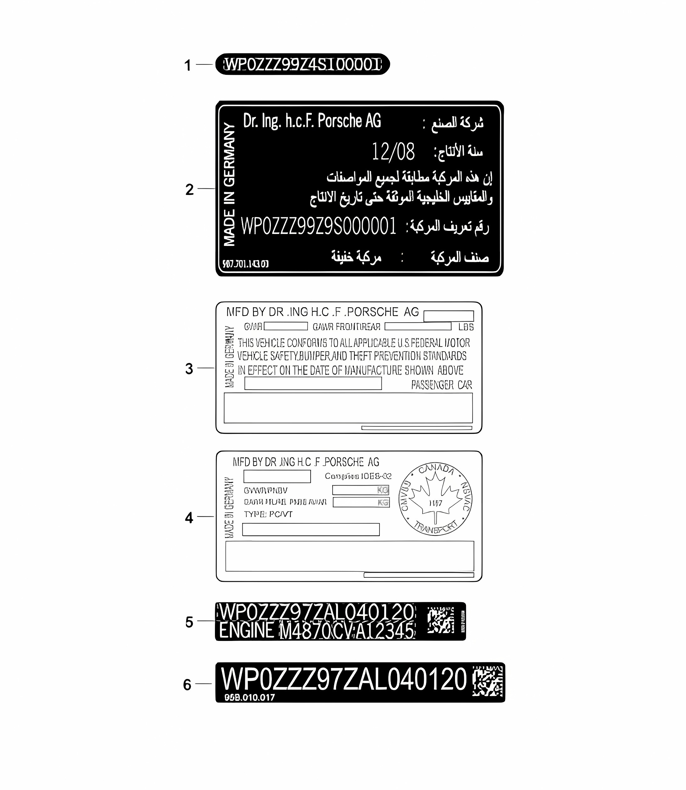 Signs/notices Panamera 970 (G1) 2010-16