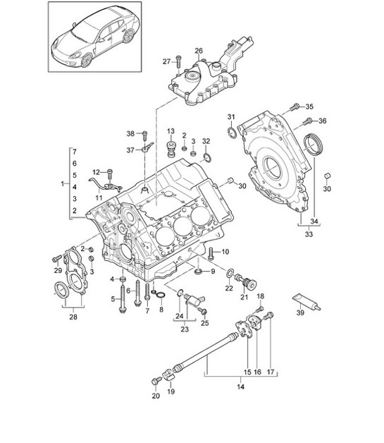 Diagram 101-050 Porsche Panamera 970 MK1 (2009-2013) Engine