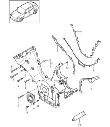 Cover for timing chain / Sealing flange (Model: 4620,4640, CWAA,CXNA) Panamera 970 (G1) 3.6L 2010-16