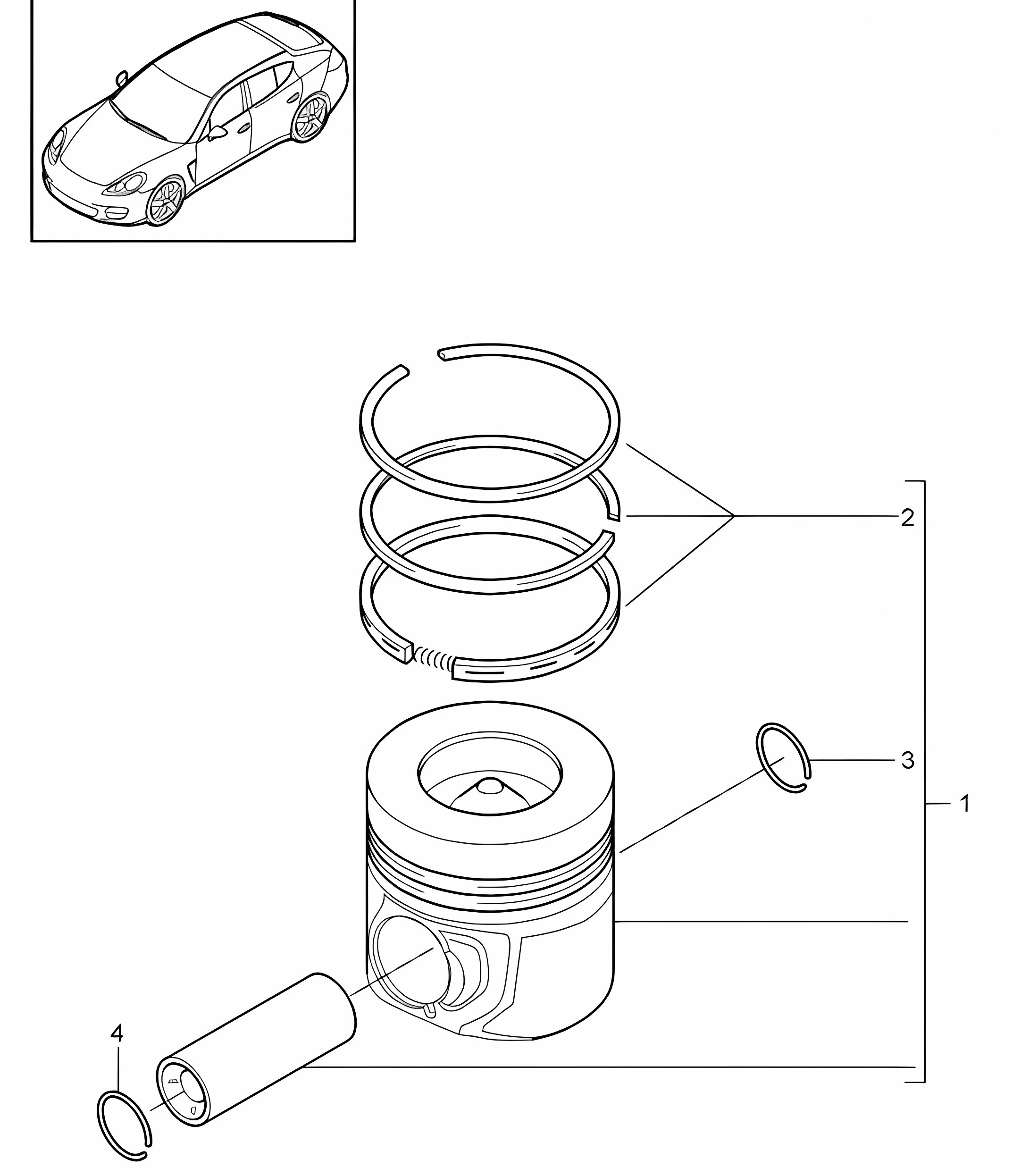 Piston / Piston rings (Model: CGEA,CGE, CGFA) Panamera 970 (G1) 3.0L HYBRID 2012-16
