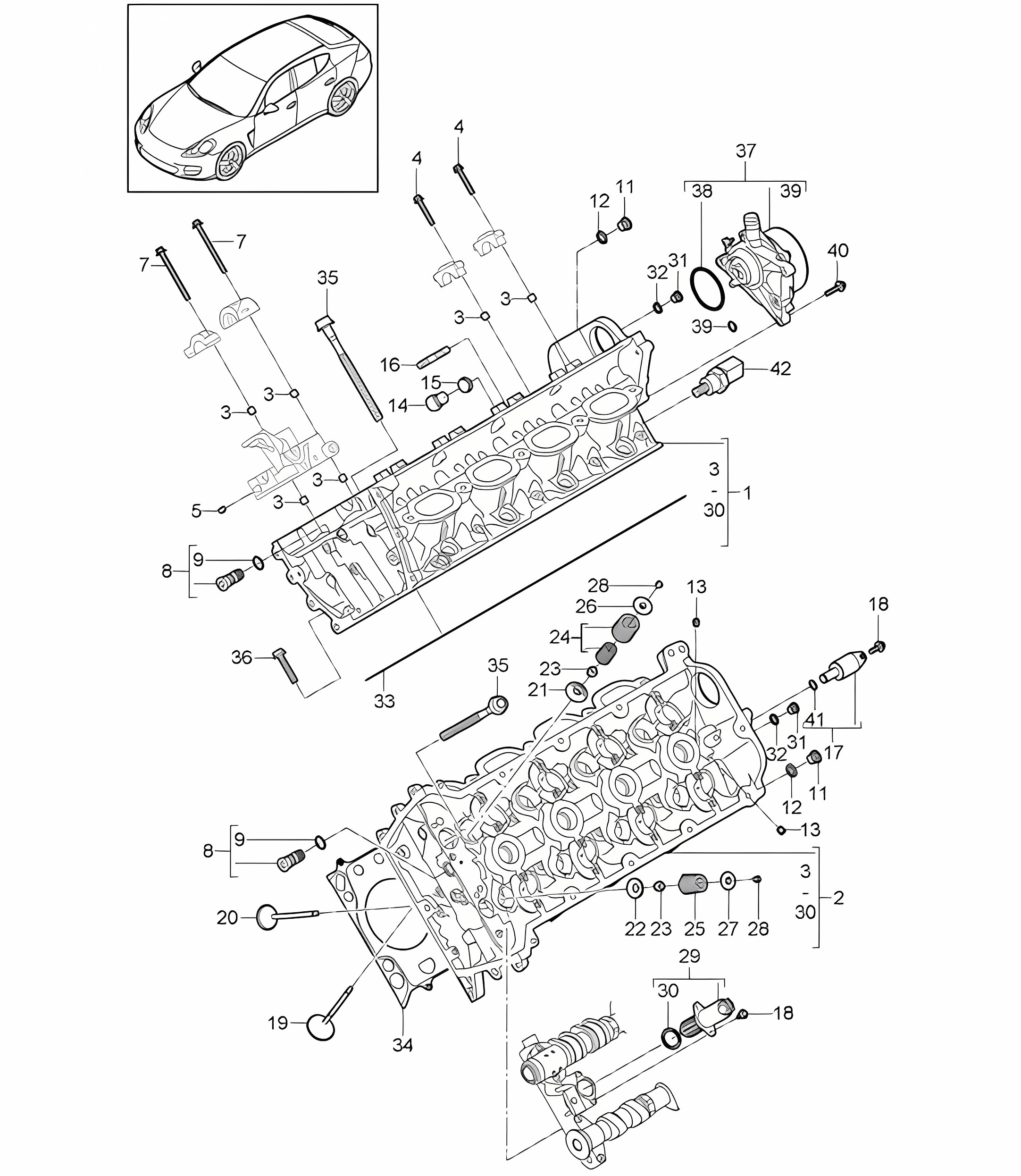 Cylinder head / Vacuum pump (Model: 4820,4840, 4870,CXPA, CXRA,CXR, CWBA,CWB, CWCA,CWC) Panamera 970 (G1) 4.8L 2010