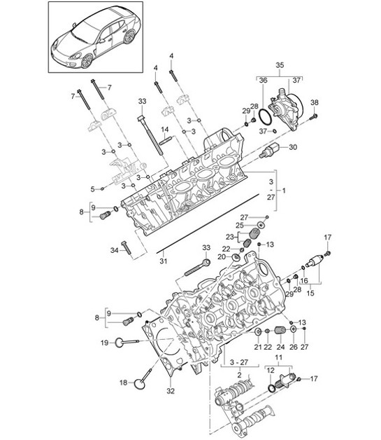 Diagram 103-005 Porsche 997 MK1 Carrera 4 3.6L 2005-08 Engine