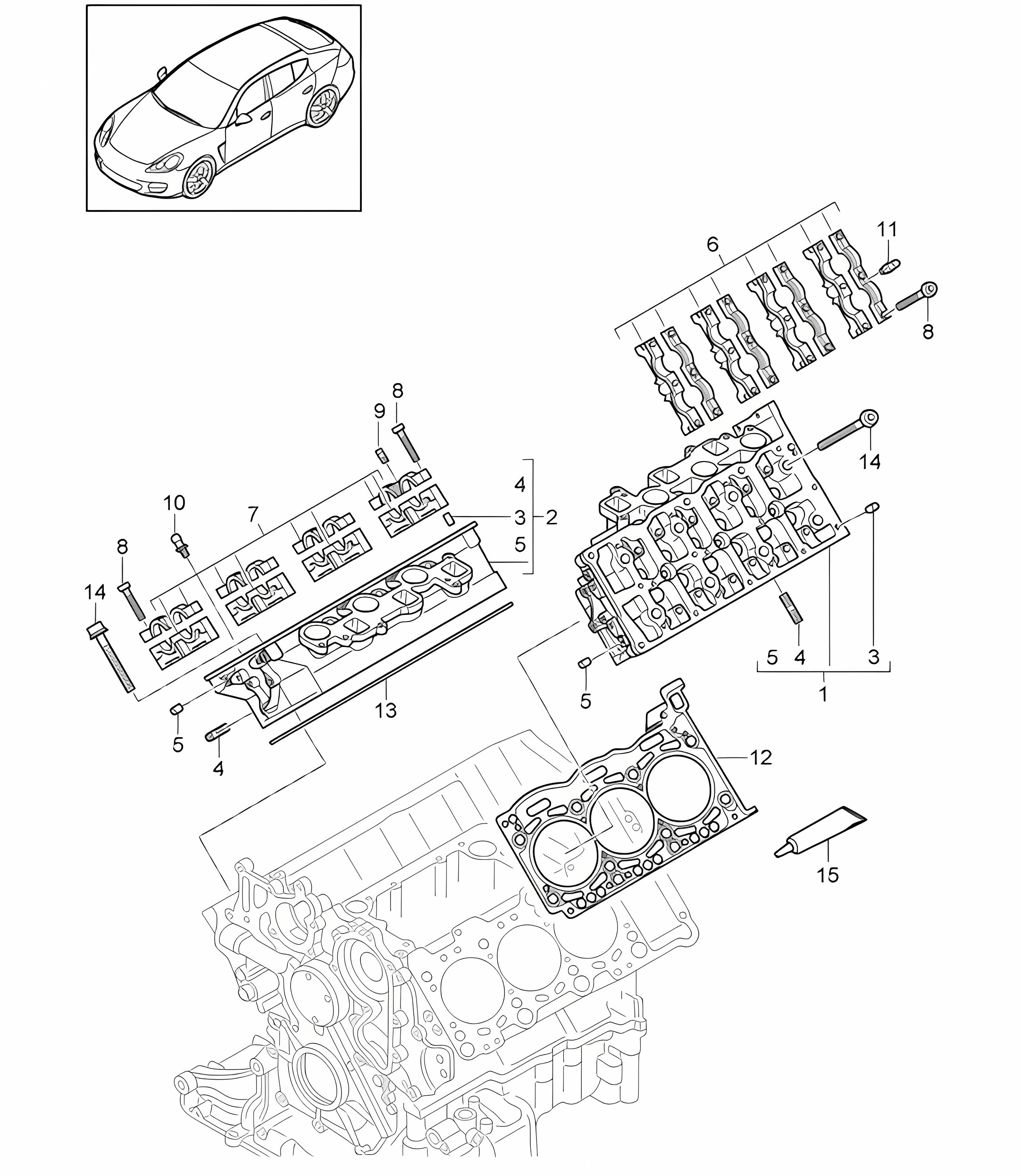 Cylinder head (Model: CRCC,CRCB, CWJA) Panamera 970 (G1) 3.0L DIESEL 2012-16