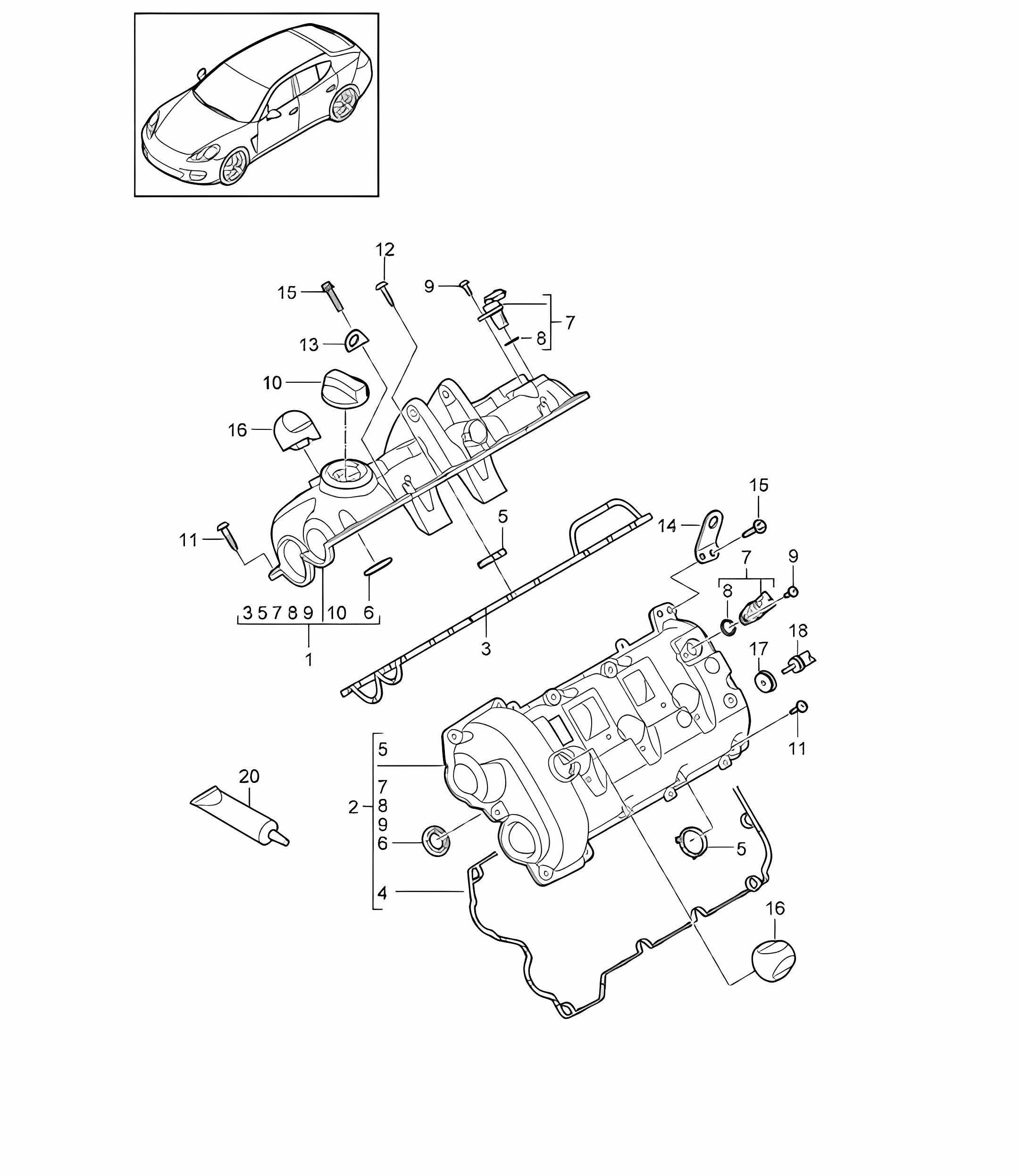Valve cover (Model: 4620,4640, CWAA,CXNA) Panamera 970 (G1) 3.6L 2010-16