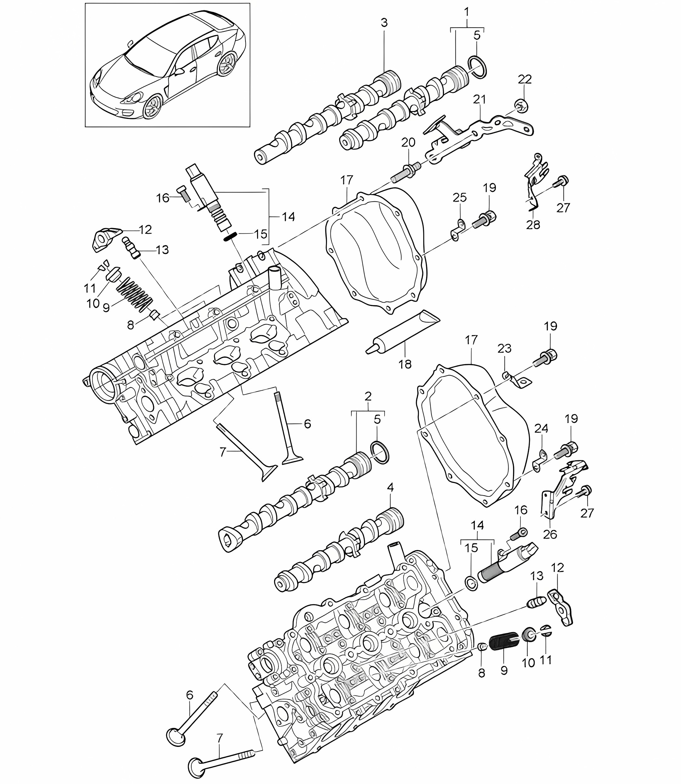 Camshaft / Valves (Model: CGEA,CGE, CGFA) Panamera 970 (G1) 3.0L HYBRID 2012-16