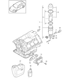 Oil filter / Console / Oil cooler (Model: CGEA,CGE, CGFA) Panamera 970 (G1) 3.0L HYBRID 2012-16