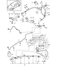 Sistema di raffreddamento del liquido di raffreddamento/vaso di espansione del liquido di raffreddamento (Modello: CRCC,CRCB, CWJA) Panamera 970 (G1) 3.0L DIESEL 2012-16