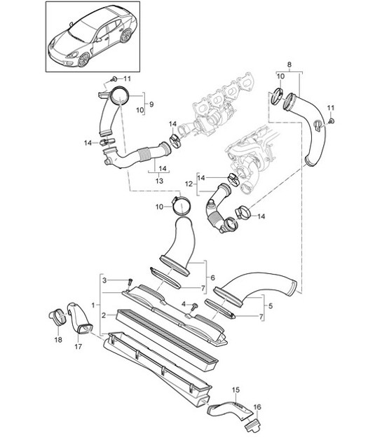 Diagram 106-010 Porsche 997 MKII Carrera C2 3.6L 2009-12 Engine