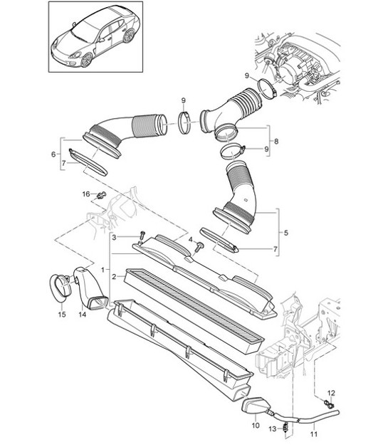 Diagram 106-020 Porsche 957 Cayenne S / GTS 4.8L 2007-10 Motor