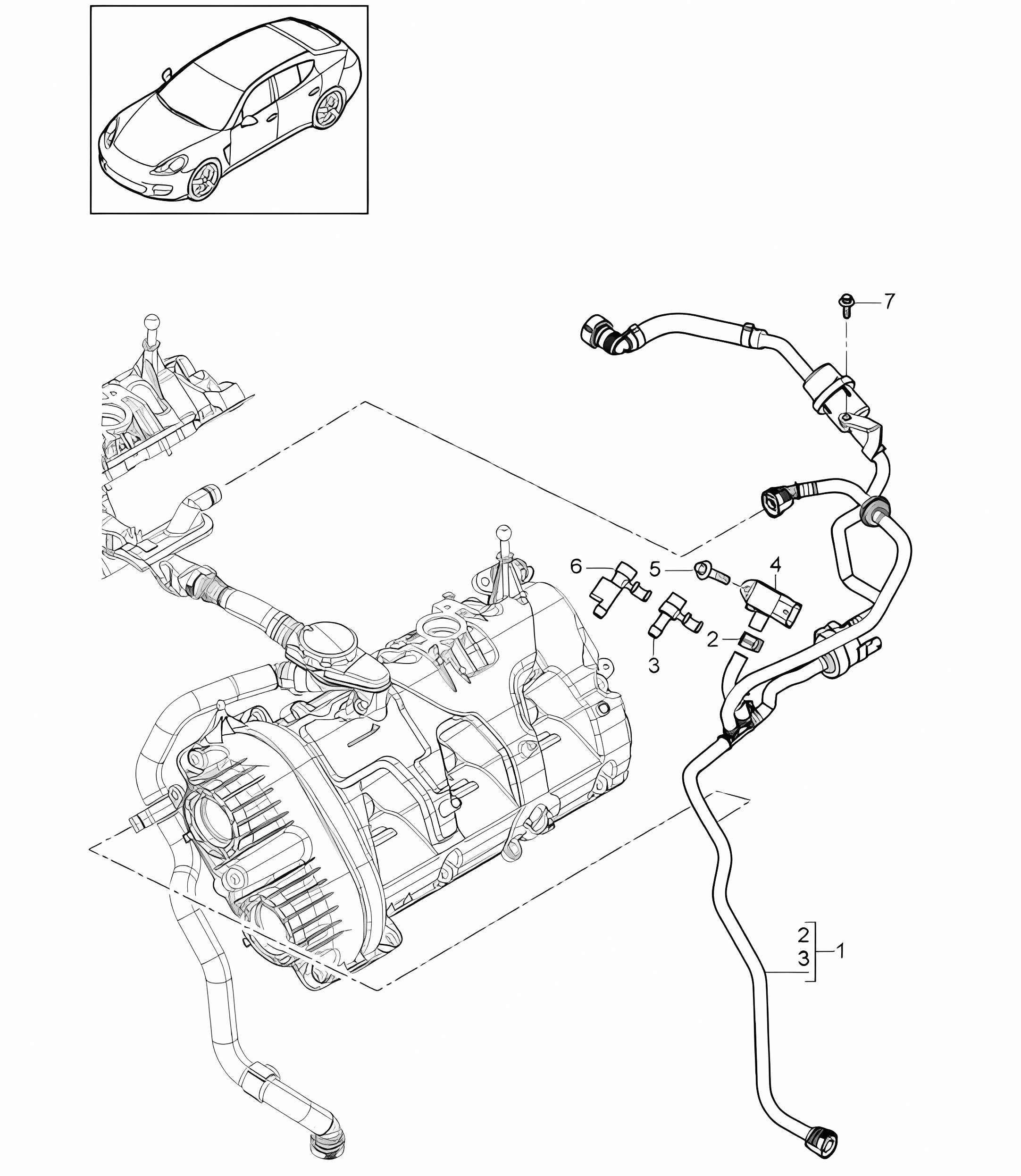 Tank ventilation (Model: CWDA,CWD, CWFA,CWF) Panamera 970 (G1) 3.0L 2014>>