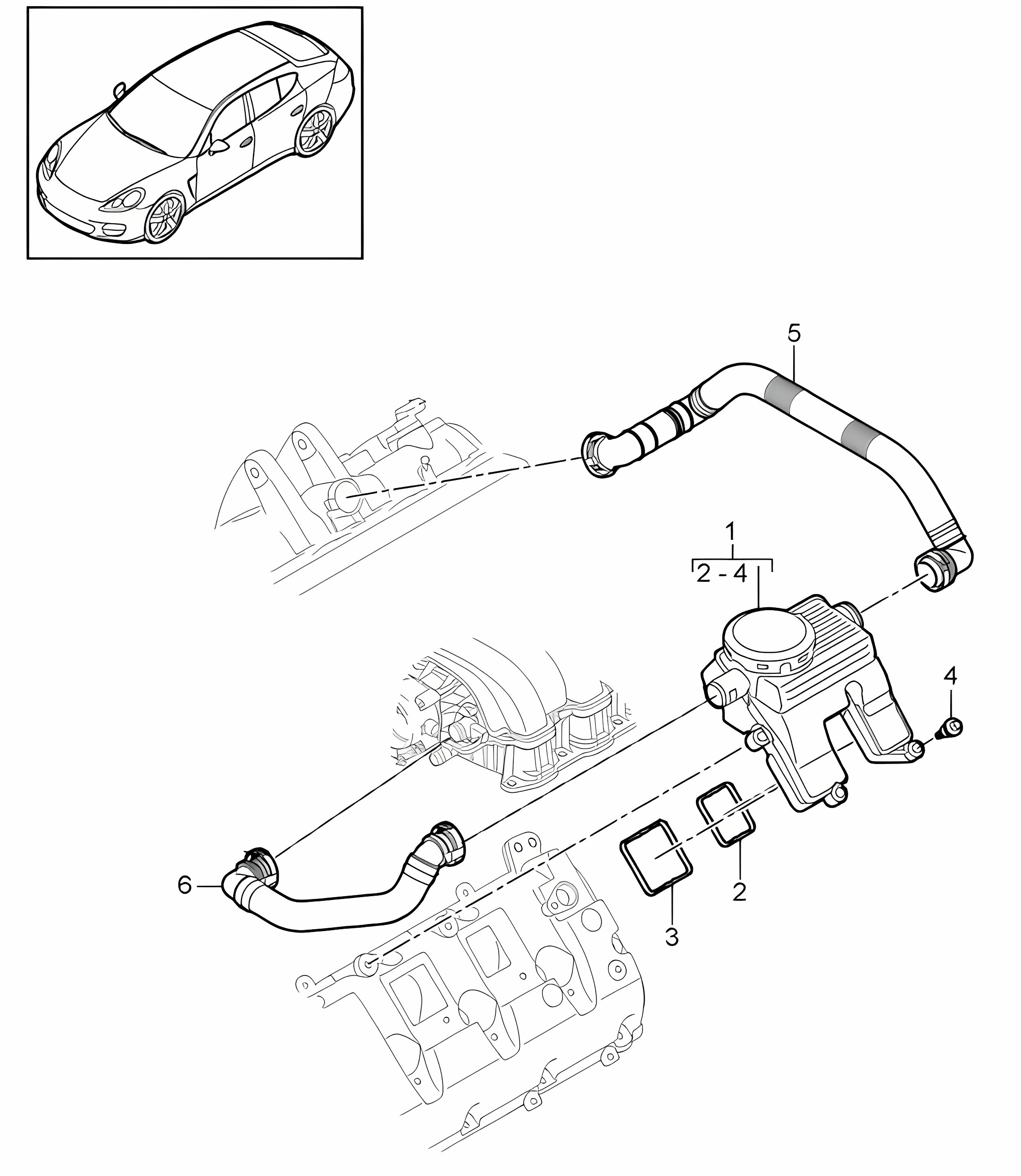 Crankcase housing / Bleeding (Model: 4620,4640, CWAA,CXNA) Panamera 970 (G1) 3.6L 2010-16