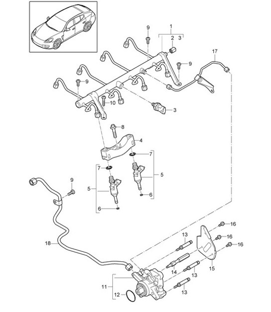 Diagram 107-030 Porsche 997 MKII Carrera C2 3.6L 2009-12 Engine