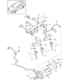 Fuel collection pipe / high-pressure injector / high pressure pump (Model: 4620,4640, CWAA,CXNA) Panamera 970 (G1) 3.6L 2010-16