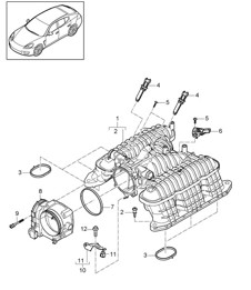Iintake air distributor / Throttle valve adapter (Model: CWDA,CWD, CWFA,CWF) Panamera 970 (G1) 3.0L 2014>>
