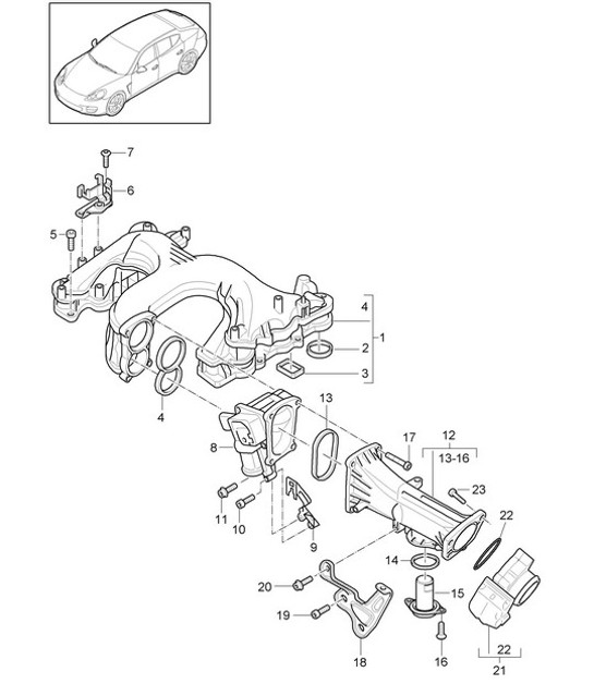 Diagram 107-057 Porsche Boxster 981 S / GTS 3.4L 2012-16 Engine