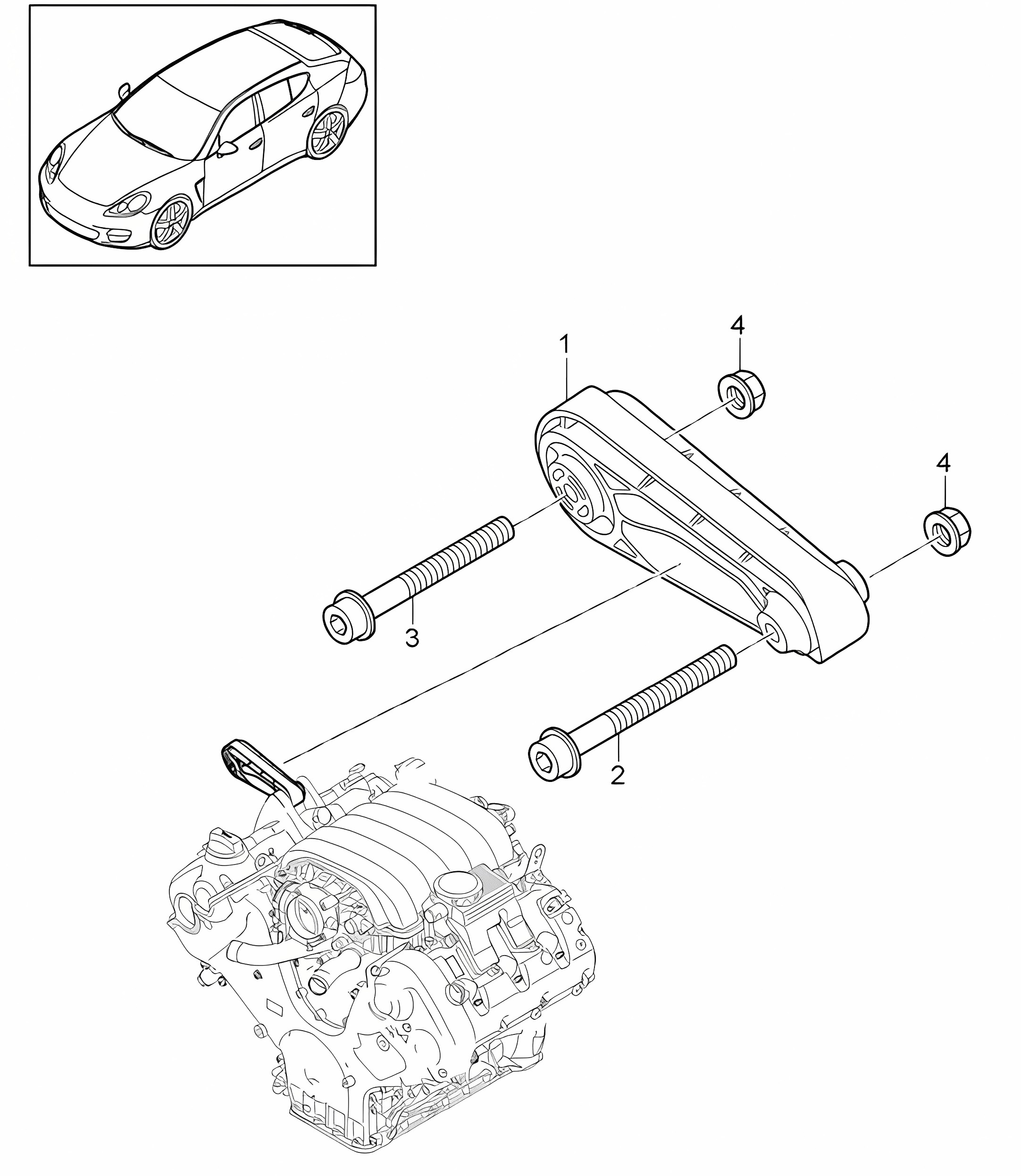 Engine suspension / Engine support (Model: 4620,4640, CWAA,CXNA) Panamera 970 (G1) 3.6L 2010-16
