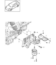 Engine suspension / Console for engine mounting  / Engine mounting (Model: CWDA,CWD, CWFA,CWF+ PR:339) Panamera 970 (G1) 3.0L 2014>>