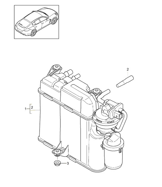 Diagram 201-050 Porsche 924 (1977-1988) Fuel System, Exhaust System