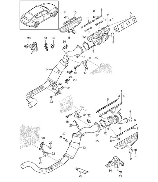 Diagram 202-010 Porsche Macan (95B) MK1 (2014-2018) Fuel System, Exhaust System