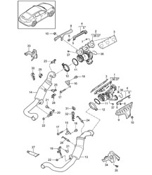 Exhaust system / Exhaust gas turbocharger / Catalytic converter / Lambda probe (Model: CWDA,CWD, CWFA,CWF) Panamera 970 (G1) 3.0L 2014>>