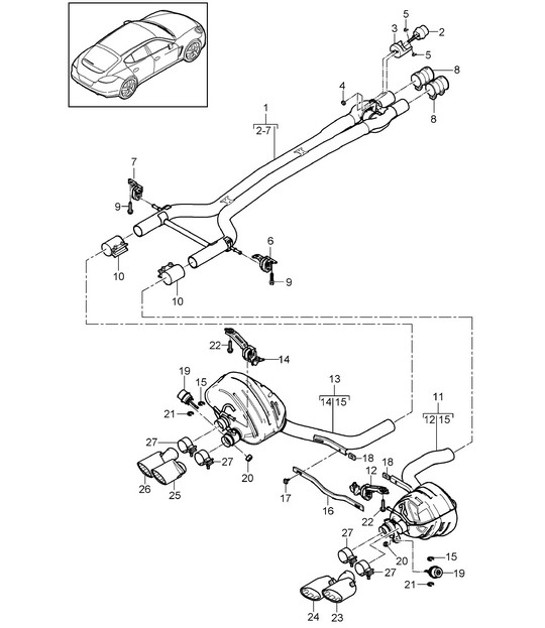 Diagram 202-062 Porsche Macan (95B) MK1 (2014-2018) Fuel System, Exhaust System