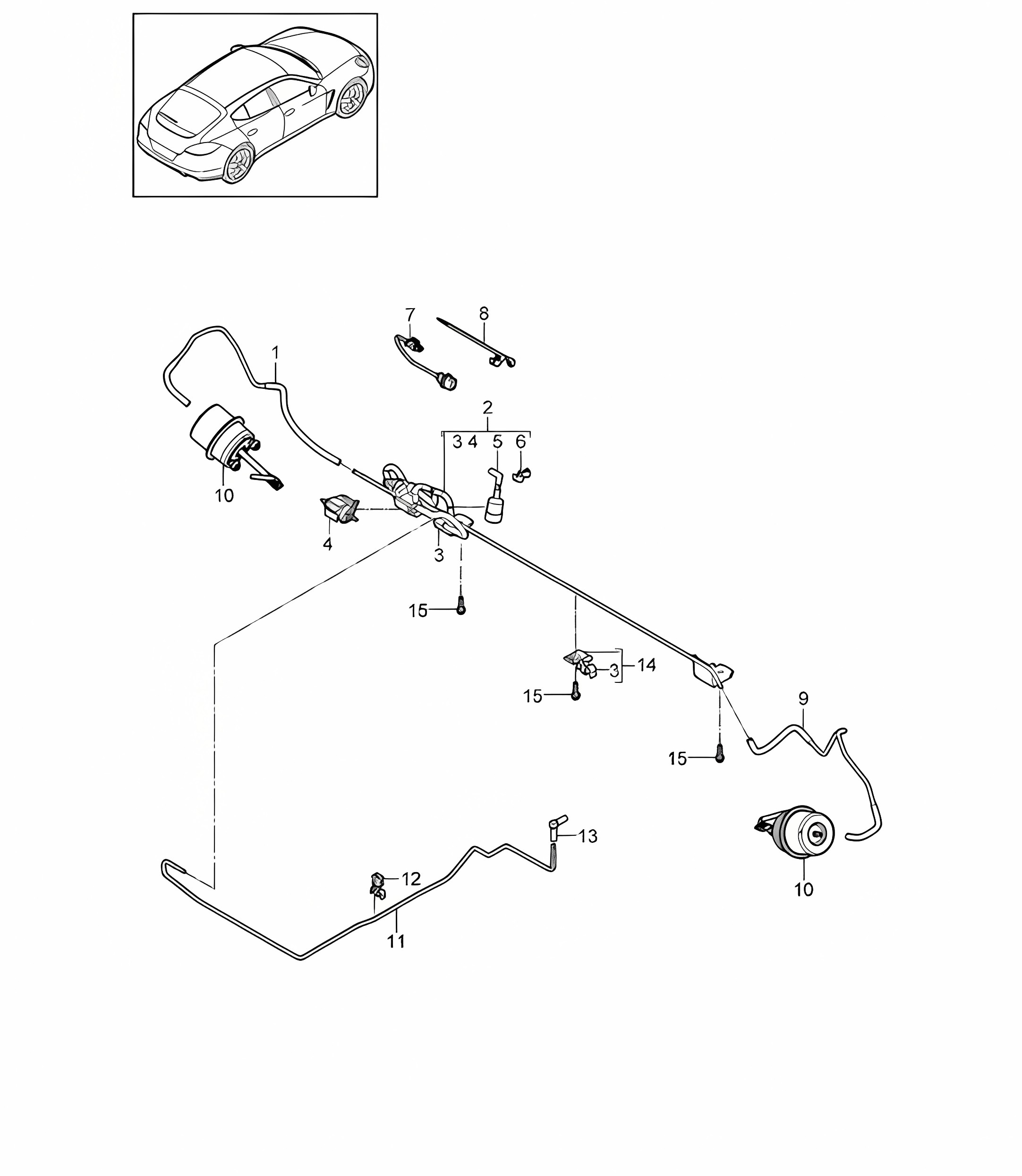 Exhaust system / Sport version and Turbo S / Control line (PR:176,XLF) Panamera 970 (G1)  2010-16