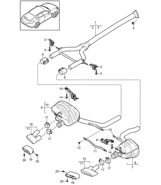 Diagram 202-080 Porsche Macan (95B) MK1 (2014-2018) Fuel System, Exhaust System