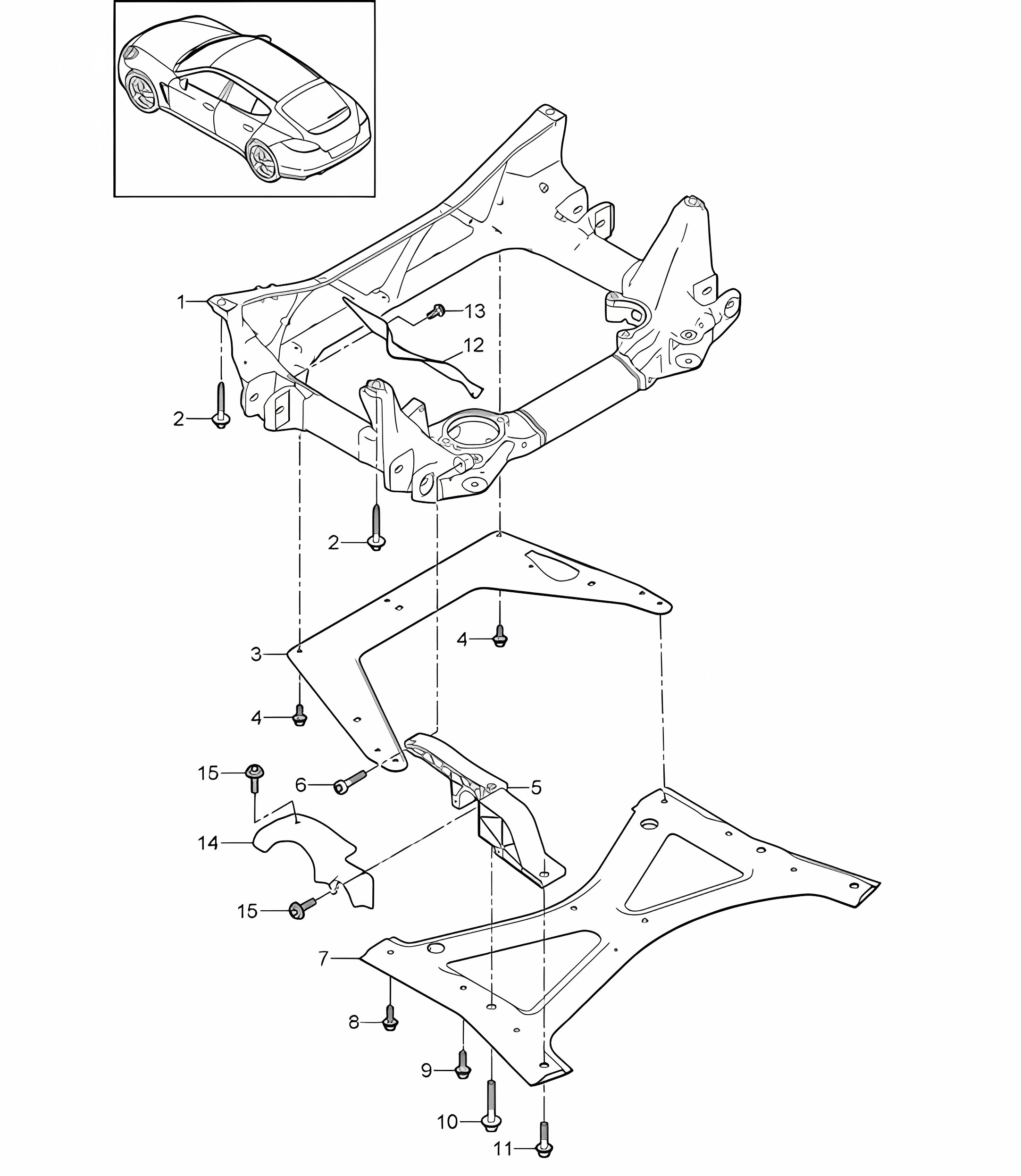 Support frame / Cross member / Guard plate Panamera 970 (G1) 2010-16