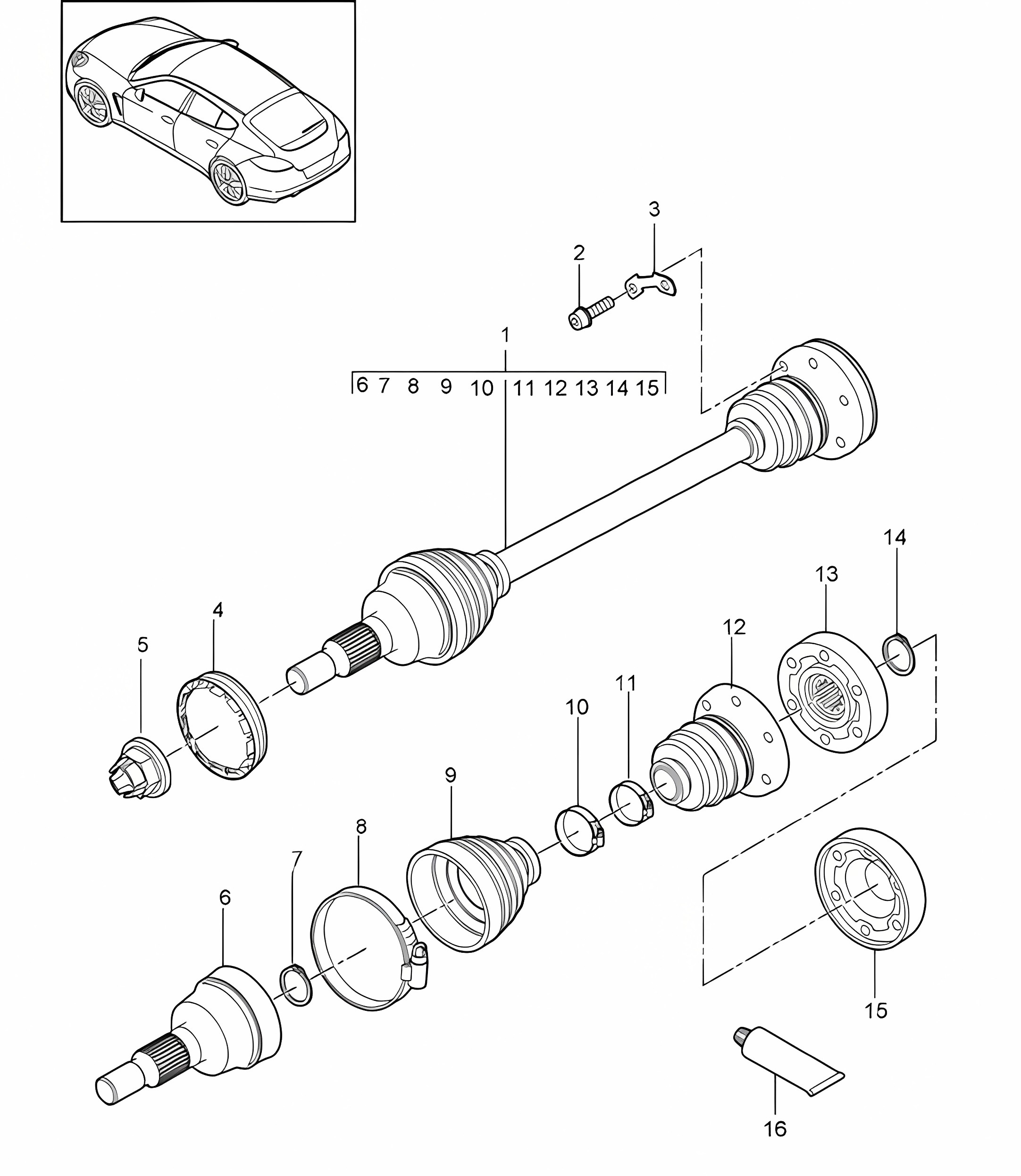 Drive shaft (PR:339) Panamera 970 (G1) >>2010