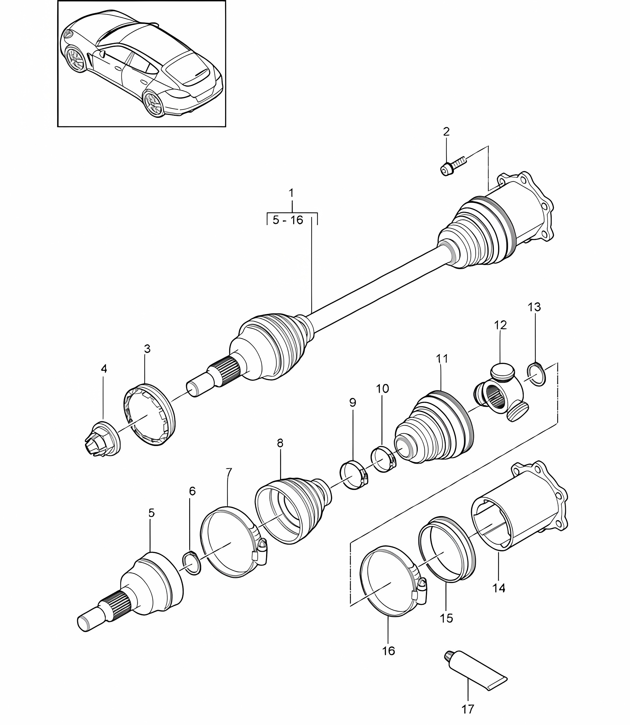 Drive shaft (PR:339) Panamera 970 (G1) 2011-2013