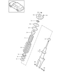 Suspension / Shock absorber strut (PR:029, Standard chassis) Panamera 970 (G1) 2010-16