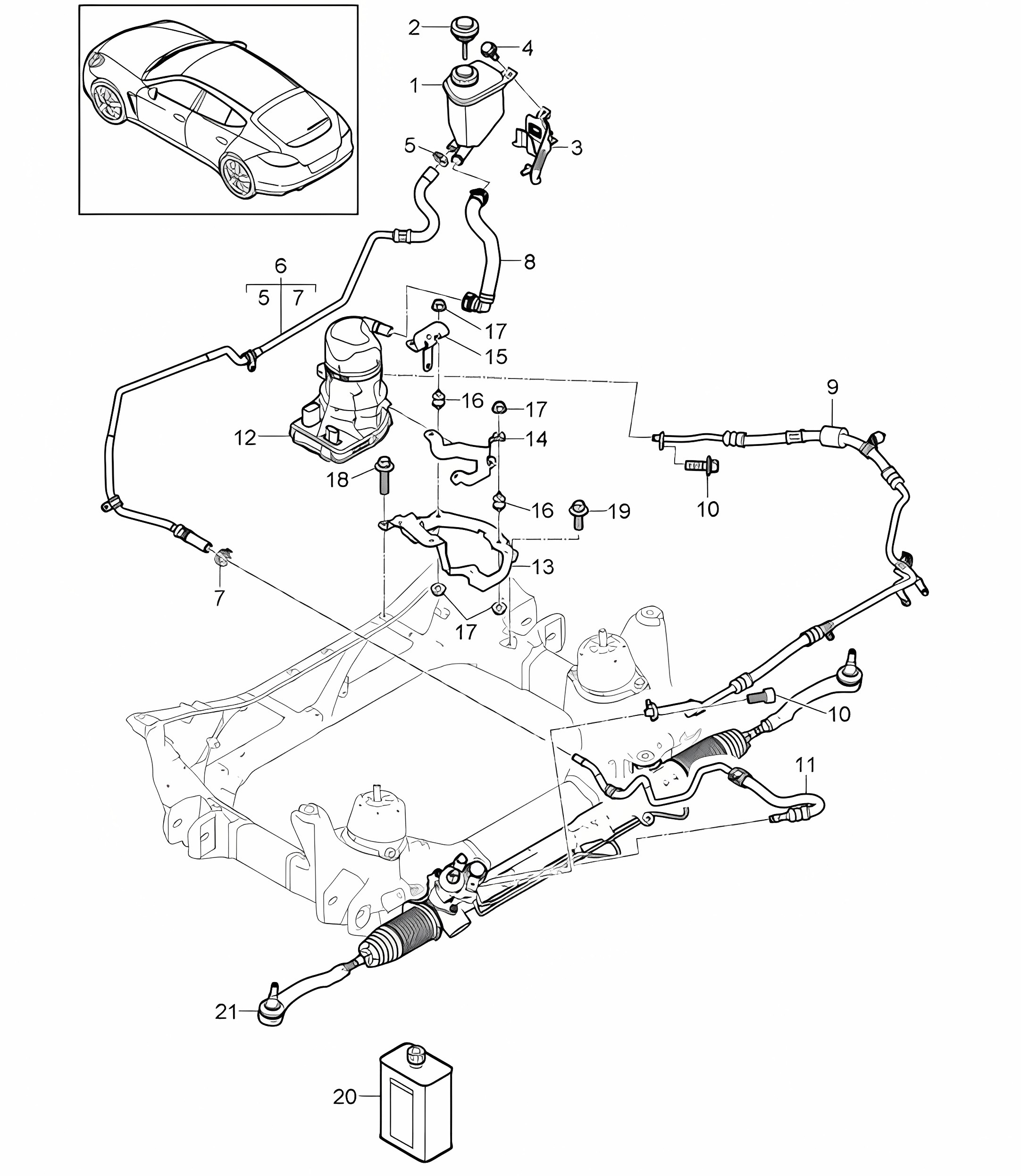 Power steering / Lines / Power-steering pump /  Electric Panamera 970 (G1) HYBRID >>2013
