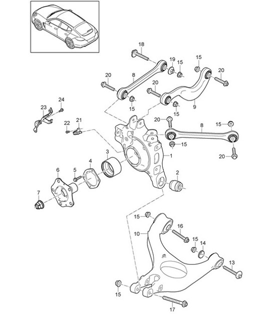 Diagram 501-000 Porsche 996 (911) (1997-2005) Achteras