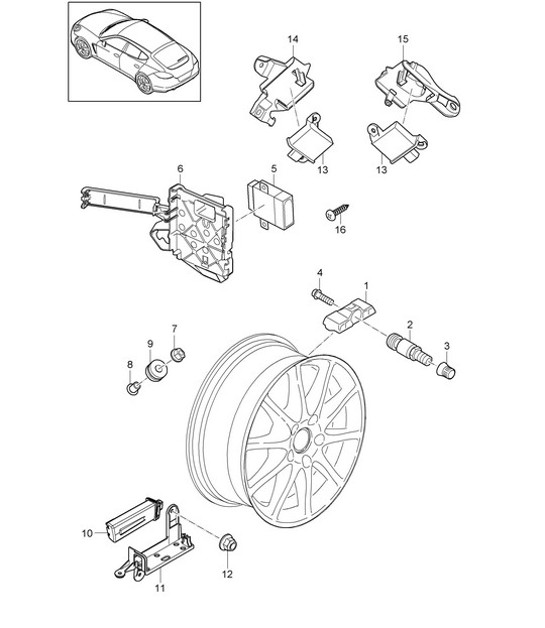 Diagram 601-010 Porsche Macan (95B) MK1 (2014-2018) Wheels, Brakes