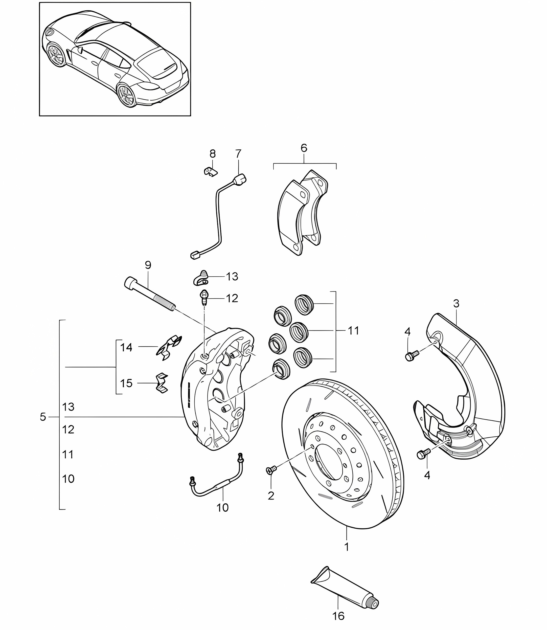 Disc brake / Front axle (Model: 4620,4640, CRCB,CRCC) Panamera 970 (G1) 3.6L / 3.0L DIESEL >>2013
