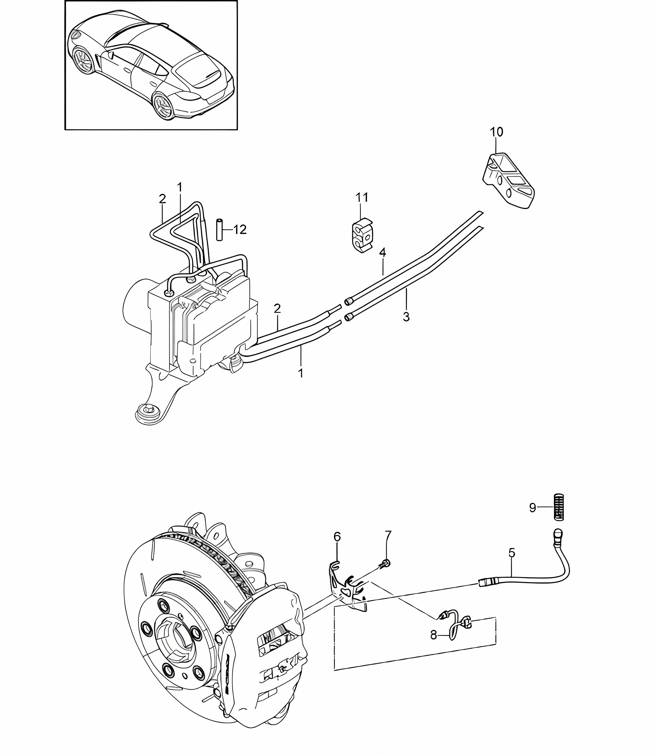 Brake line / Underbody / Rear axle Panamera 970 (G1) 2010-16