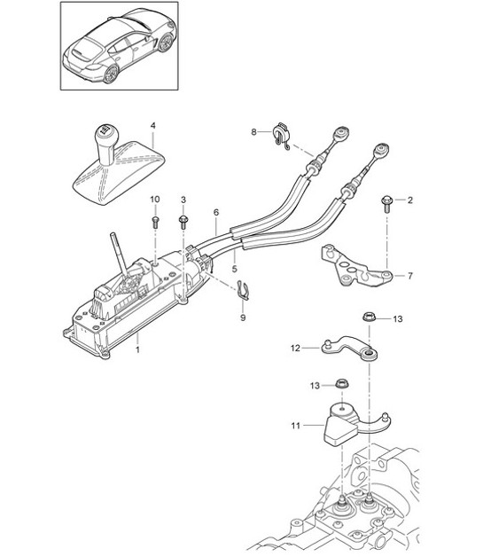 Diagram 701-000 Porsche Boxster 981 Spyder 3.8L 2016 Hand Lever System, Pedal Cluster 