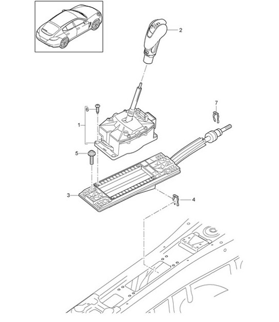 Diagram 701-005 Porsche Boxster 981 S / GTS 3.4L 2012-16 Hand Lever System, Pedal Cluster 