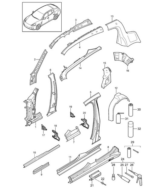Diagram 801-050 Porsche Boxster 981 Spyder 3.8L 2016 Body