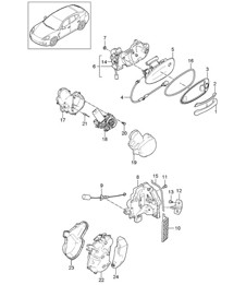 Door handle / Door lock - FRONT and REAR - Panamera 970 (G1) 2010-16